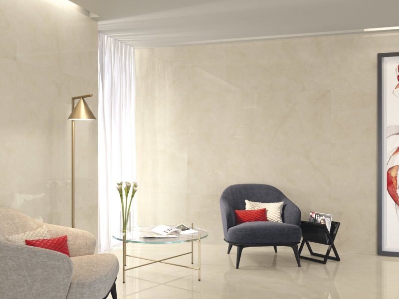 Classic Cream Classic Cream Polished 24x48x9mm Marble Look Porcelain Tile