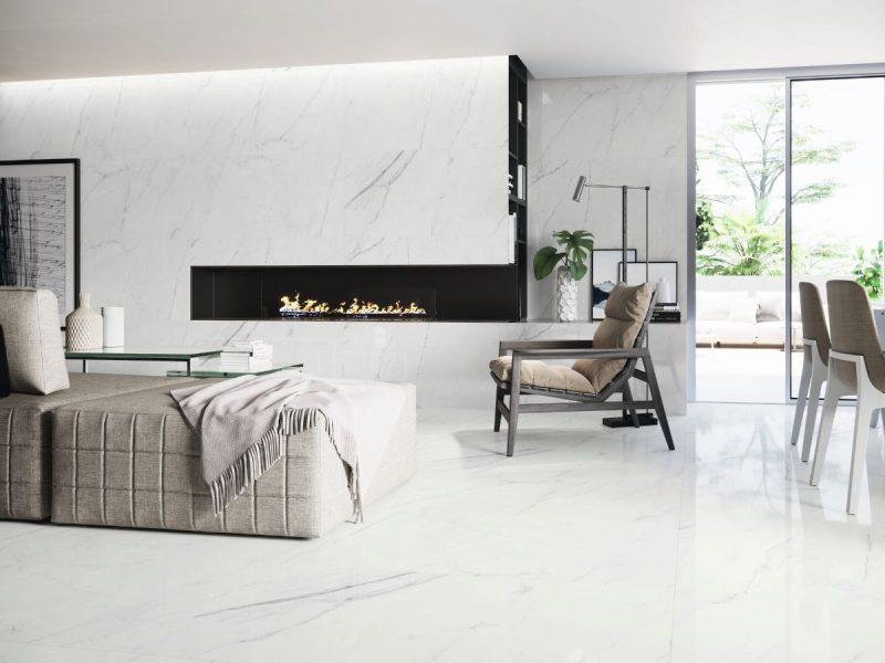 Nikea Polished Polished 24x48x10mm Marble Look Porcelain Tile