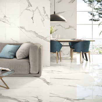 Statuario Polished Polished 24x48x6mm Marble Look Porcelain Tile