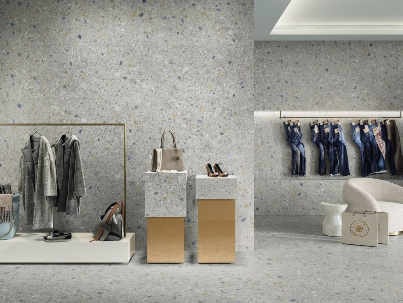 Stracciatella Cenere Matte 24x48x10mm Terrazzo Look Porcelain Tile