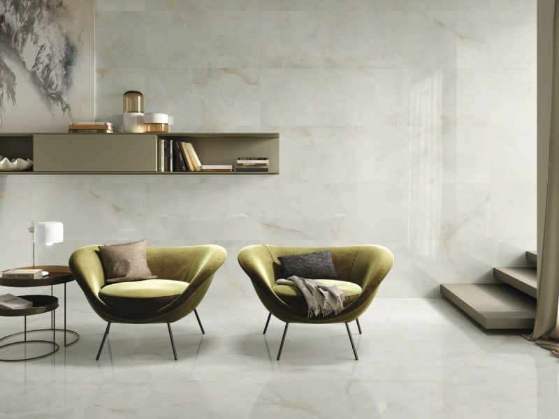 Quios Silver Polished 24x48x10mm Onyx Look Porcelain Tile