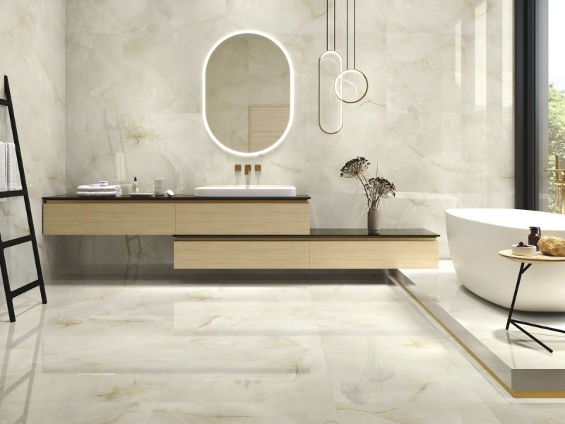 Quios Cream Polished 24x48x10mm Onyx Look Porcelain Tile