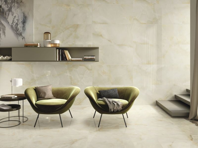 Quios Cream Polished 24x48x10mm Onyx Look Porcelain Tile