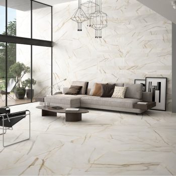 Viena Gold Matte 24x48x9mm Marble Look Porcelain Tile