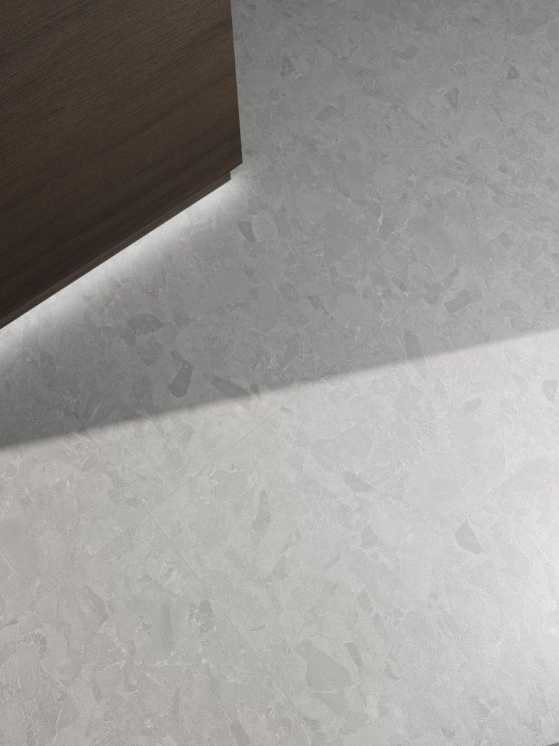 Eme Light Grey Matte 24x48x9mm Terrazzo Look Porcelain Tile