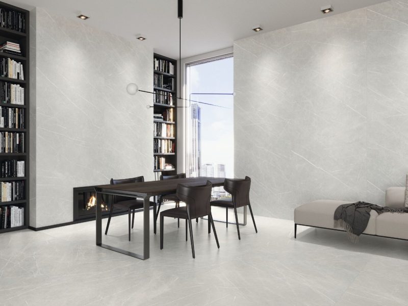 Eternal Pearl Matte 24x48x10mm Marble Look Porcelain Tile