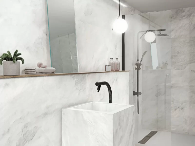 Alexandria White Matte 24x48x9mm Marble Look Porcelain Tile