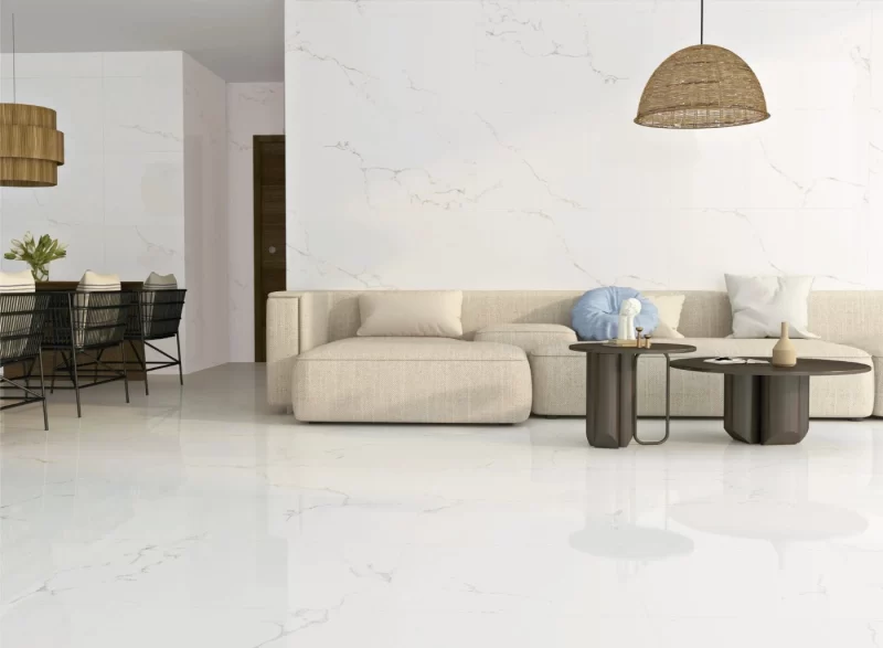 Finezza Bianco Polished 24x48x9mm Marble Look Porcelain Tile