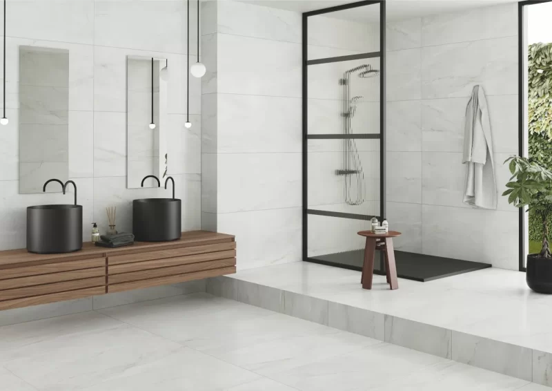 Aley White Matte 24x48x9mm Marble Look Porcelain Tile