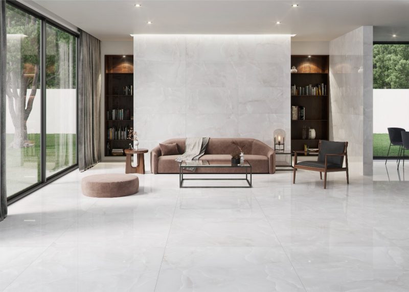 Baikal White Polished 24x48x9mm Onyx Look Porcelain Tile