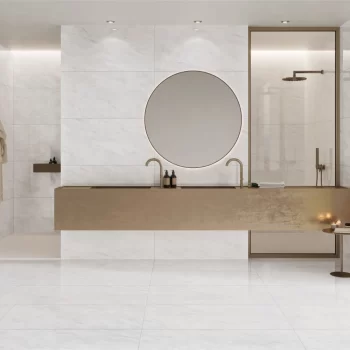 Galdana White Polished 24x48x9mm Marble Look Porcelain Tile