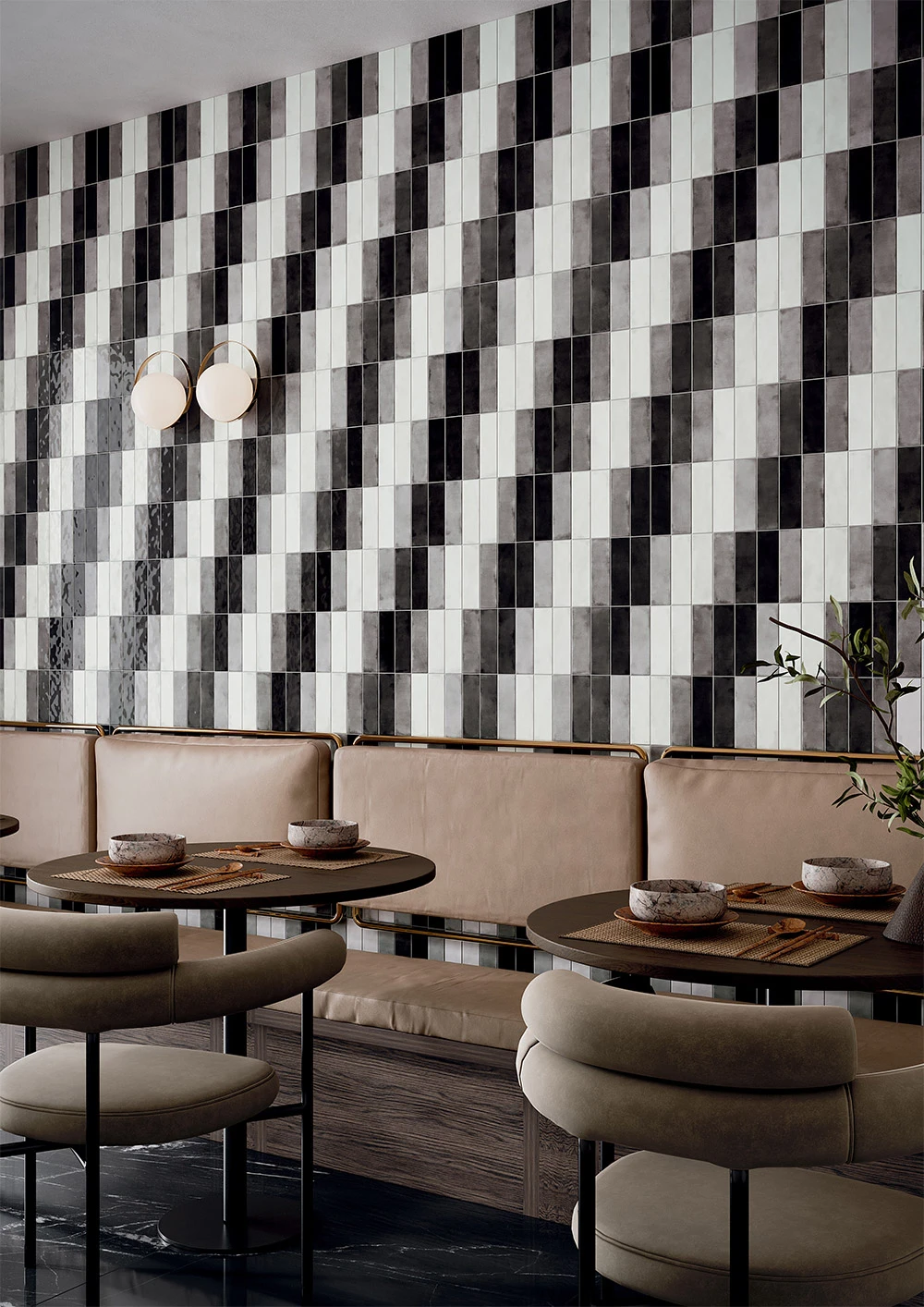 2.5x8 inch small ceramic tile with a sleek, glossy grey finish for wall installations.