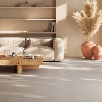 Square sand-colored porcelain tile, 48x48 size, featuring a matte finish and rectified edges.