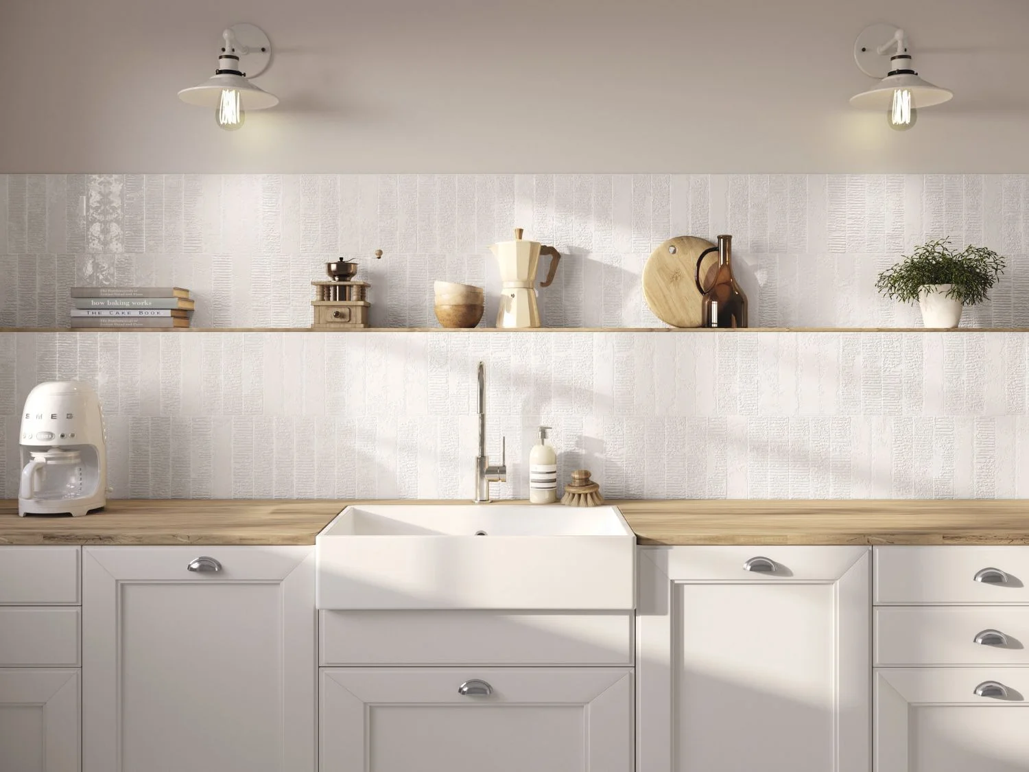 Ceramic field tile with a glossy finish in cotton white, featuring non-rectified edges.