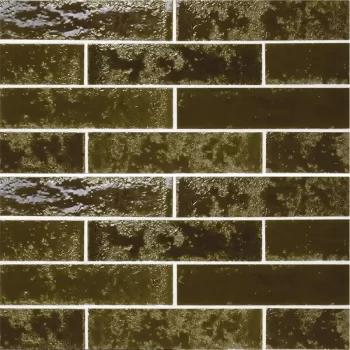Pukka Army Green Glossy 2.5x10x8.4mm Subway Look Ceramic Tile