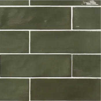 Seville Green Glossy 2.5x8x8.7mm Subway Look Ceramic Tile