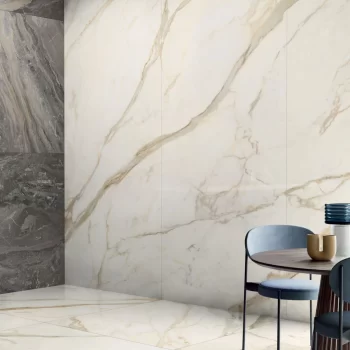 Anima Futura Golden White Polished 48x48x9mm Marble Look Porcelain Tile