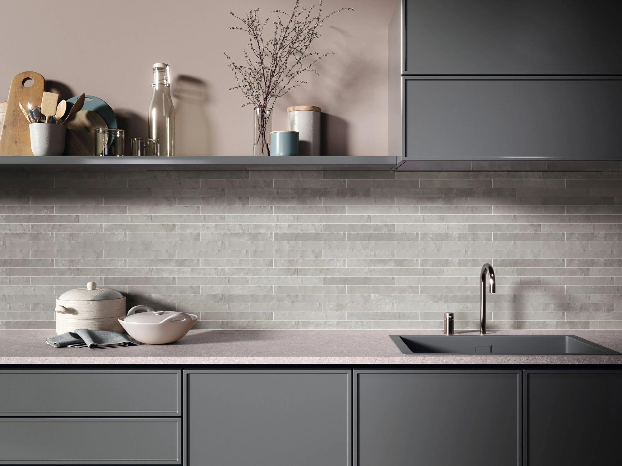 Close-up of rectangular pearl satin tile showcasing a smooth finish, suitable for kitchens and bathrooms.