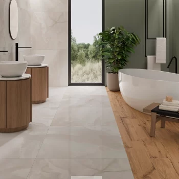 Blanco polished porcelain tile, 24x48 inches, suitable for floor and wall applications.