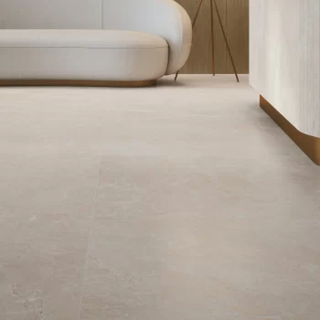 Square sand colored porcelain tile, 9mm thick, ideal for bathroom and kitchen installations.