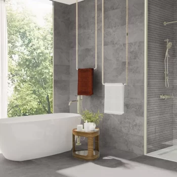 Rectified edge, V4 shade grey tile from the Pietra Antica collection for modern decor.