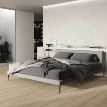 Rectified beige and cream porcelain tile with a matte finish, suitable for various applications.