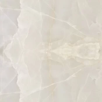 Large format polished porcelain tile in Marfil color with an onyx look, 24x48 inches.
