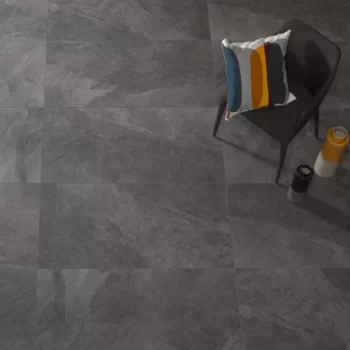 Rectangular black matte tile, 24x48 inches, suitable for floors and walls.