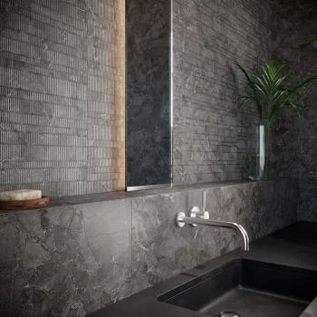 Large format 24x48 Antracita Bahia tile featuring a matte finish for floors or walls.