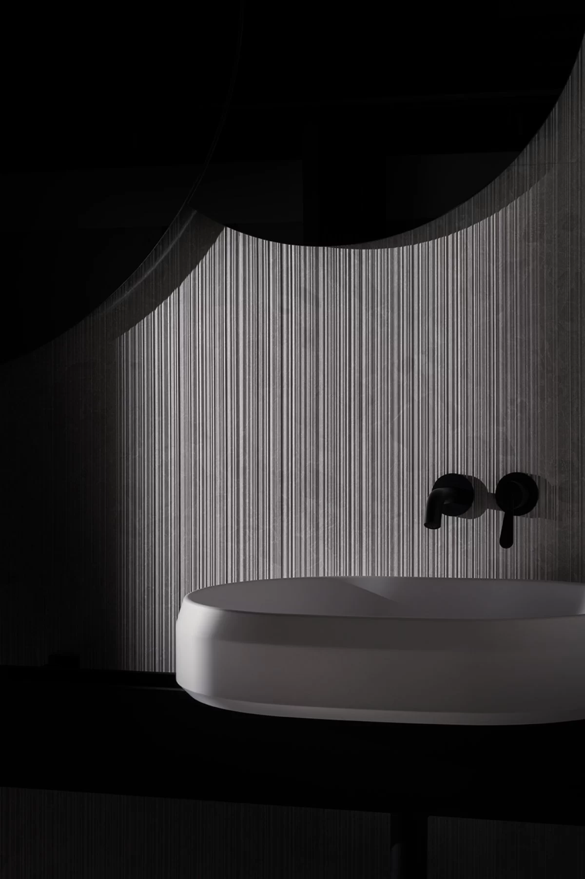 Large format matte porcelain tile in light grey with a terrazzo finish, ideal for walls.