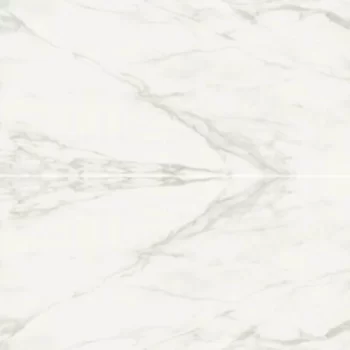 Matte white marble look porcelain tile, large format, 24x48 inches, rectified edges.