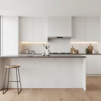 Arrow White matte porcelain tile with limestone look, rectangular shape, suitable for floors and walls.