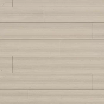 Large format matte ceramic tile in Roa Arena, beige limestone look, 13x39cm.