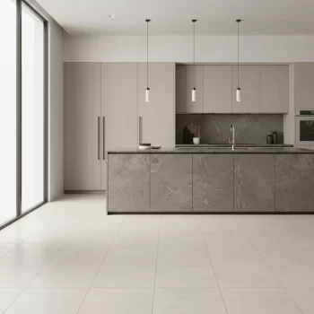 Cream Raw matte porcelain tile with a concrete look, 24x48 size, ideal for walls and floors.