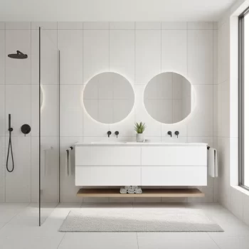 Rectangular Blanco matte porcelain tile, 24x48 inches, with a Tulum look, suitable for floor and wall use.
