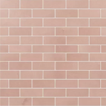 Small Flamingo Jolly glossy ceramic subway tiles in pink, ideal for backsplashes and showers.